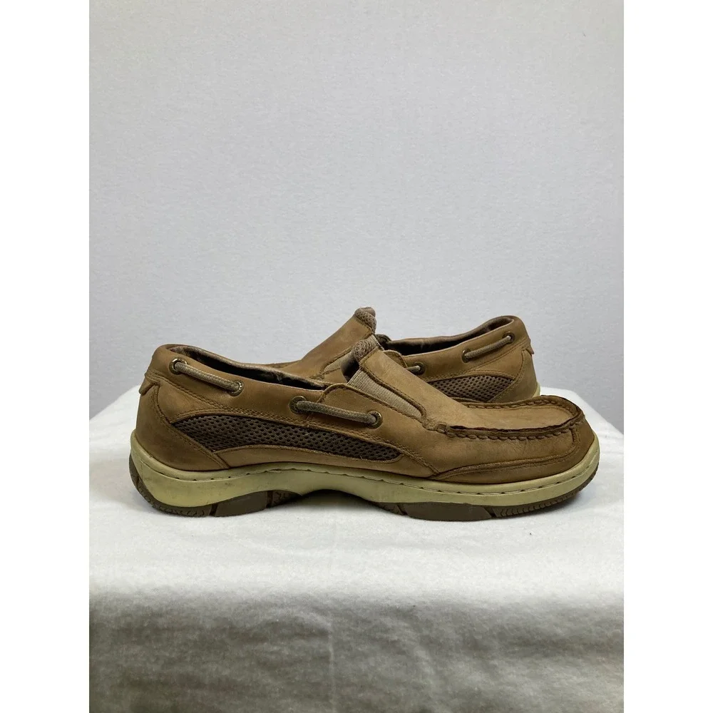West Marine Performance Slip-On Men‎ 10.5 Tan Leather Mesh Boat Shoes 2520